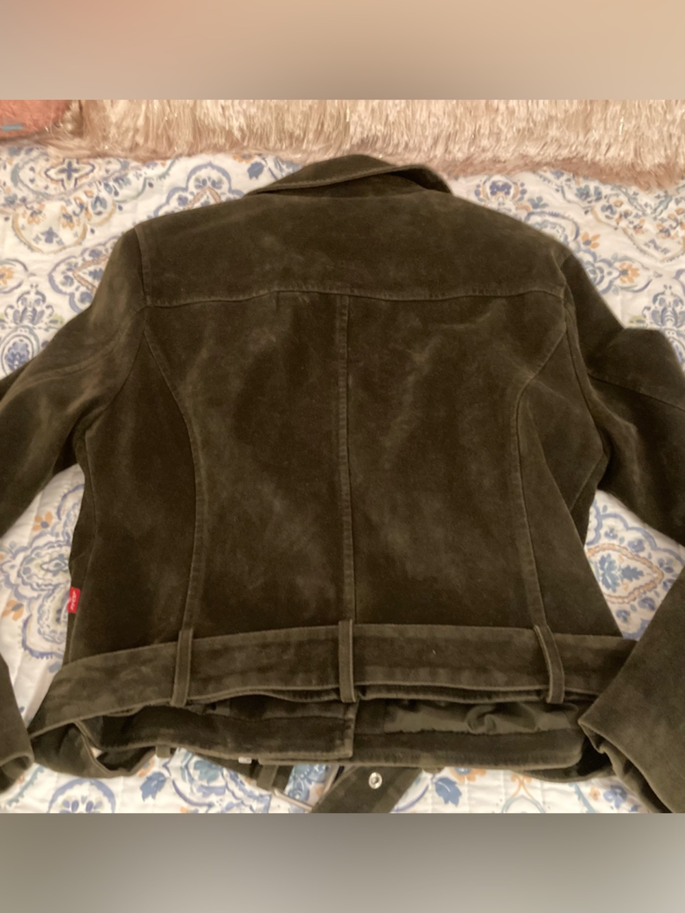 Levi's Olive Green Faux Suede Moto Jacket -NWOT - Picture 5 of 6